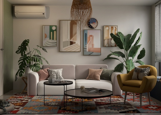 a comfy living room Design Rendering