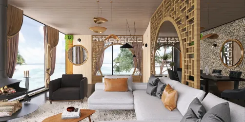 African living room with view on the sea