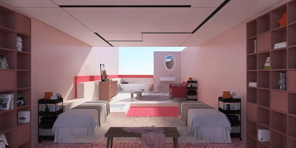 a room with a bed, a desk, and a window 