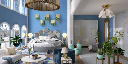 blue art deco bedroom 