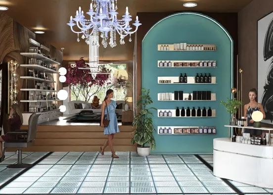 # Salon with beauty supplies  Renderização de Design