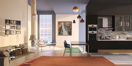 living room office n kitchen