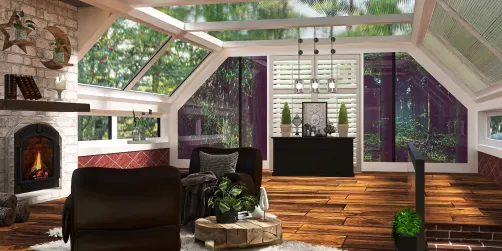The glass cabin in the woods