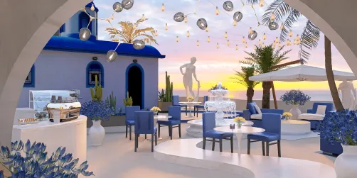 Restaurant à Santorini 🍴💙🤍