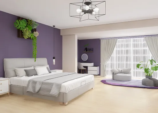 # Purple bedroom💟 Renderização de Design