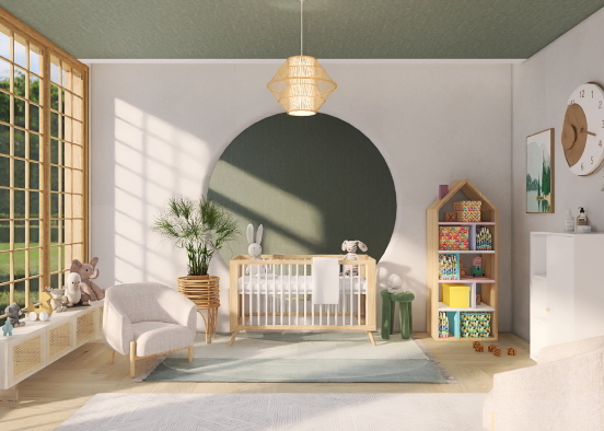 green and white nursery  Design Rendering