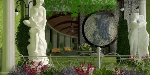 entrance to a serene park at the edge of a mall