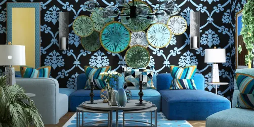 Blue Living room with brown and tan accents 💙🤎❤️