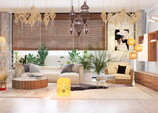 Bohemian living room 💡 Design Rendering