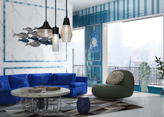 Ocean living room  Design Rendering