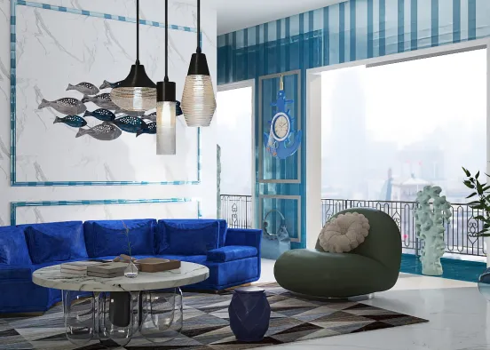 # Ocean living room  Renderização de Design