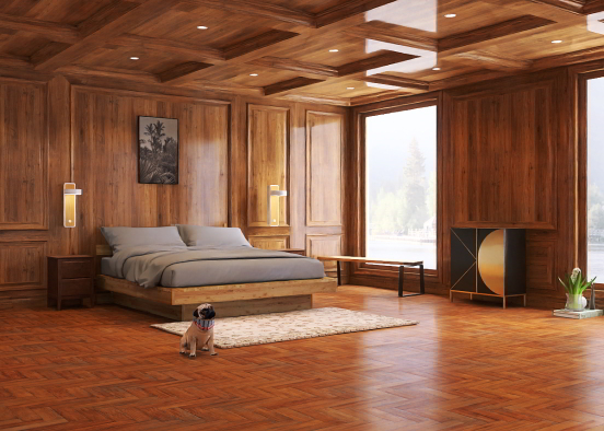 Camera da letto in legno Design Rendering