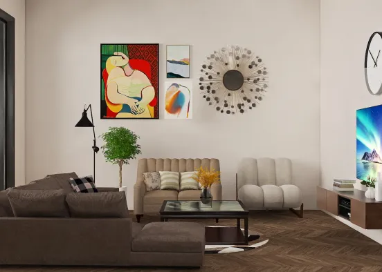 A simple living-room  Design Rendering