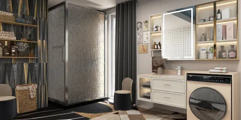 modern bathroom design featuring a glass shower enclosure and stylish vanity with soft lighting, showcasing interior decor trends; utilizes Homestyler's real-time 3D rendering for quick design previews.