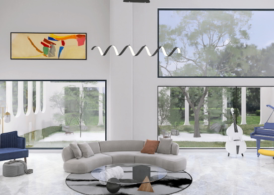 Minimalist Modern Corner Living Area Design Rendering