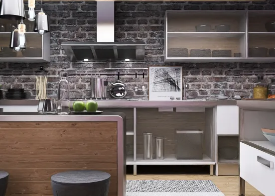 Industrial kitchen ￼ Design Rendering