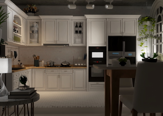 kitchen in white Design Rendering