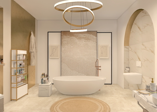 🍯🤎🥂calm and serene bathroom Design Rendering