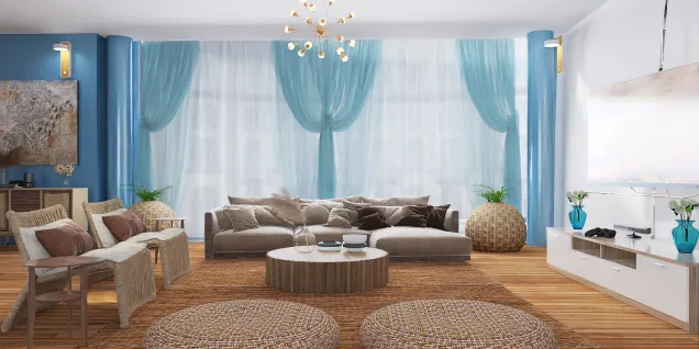 Scandinavian style living room 💙 🤎 🤍