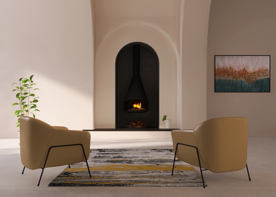 Small Fireplace Design Rendering