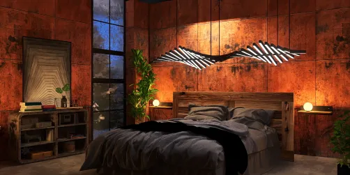 Moody industrial bedroom 🖤