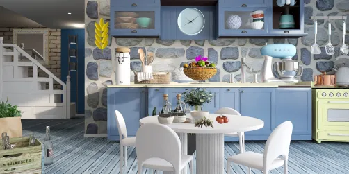 Light Blue and Yellow Kitchen