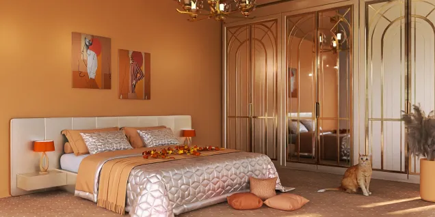 Pale Orange and Pearl Bedroom 