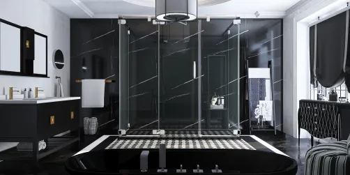 Black Marble Master Bathroom 
