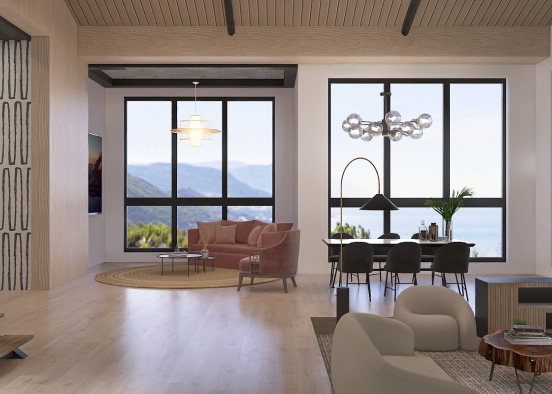 A modern living area Design Rendering