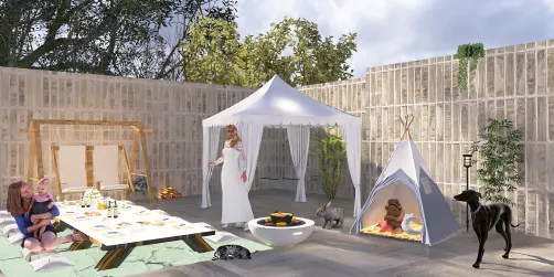 Camping with family and animals 