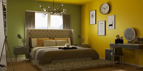 Yellow and green bedroom