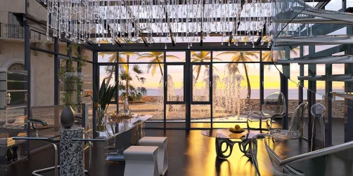 Tropical Home Office Made of Glass