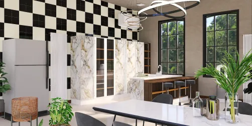 simple mixed design kitchen 