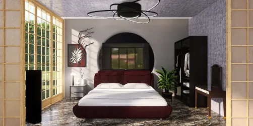 Black and white industrial style bedroom