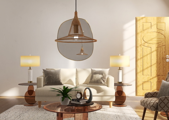 Amber glass and cream den  Design Rendering
