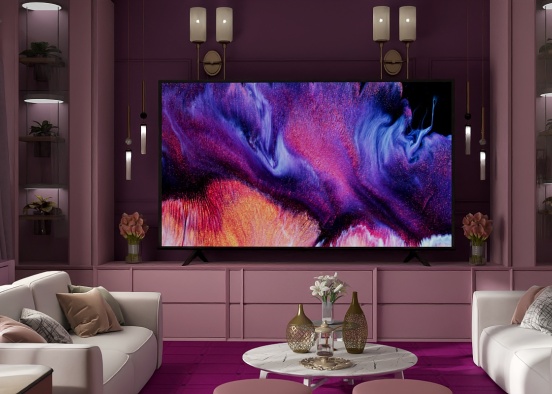 The pink livingroom  Design Rendering