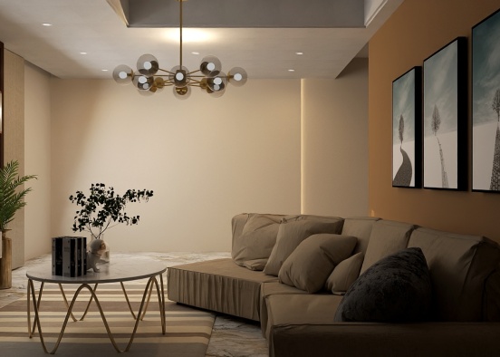 living room cream Design Rendering