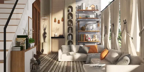 Inside log cabin 