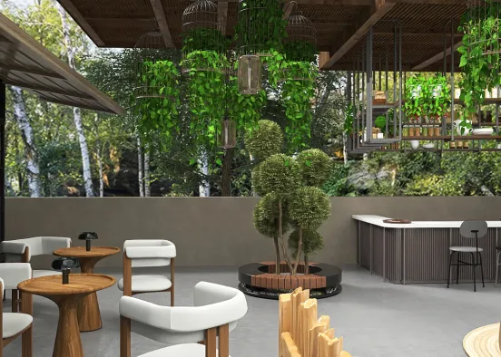 # rooftop cafe  Renderização de Design