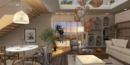 Casa con espacio central a doble altura 