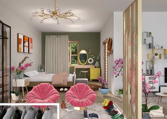 Bedroom with a private living room 🌸  Design Rendering