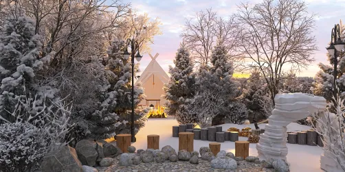 Camping en forêt hivernale