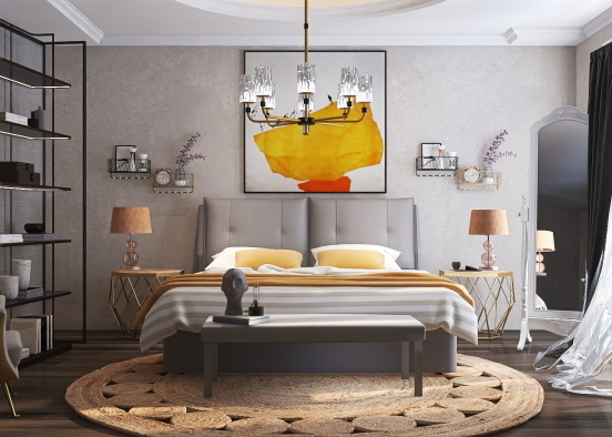 Simple Yellow modern room  Design Rendering