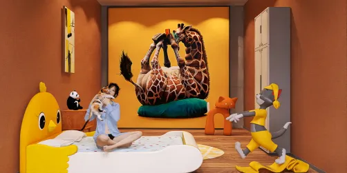 La chambre jaune pour enfants .