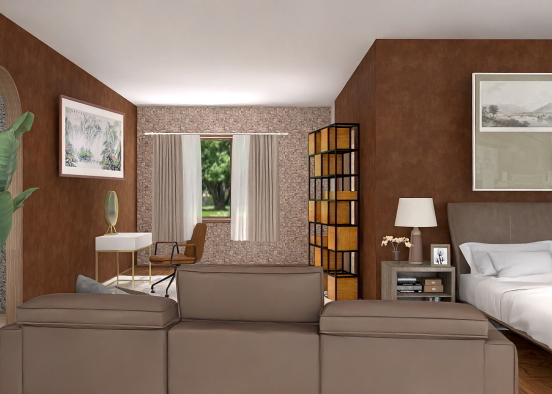 Chocolate Bedroom with Accent Design Rendering