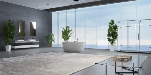 Transparentes Badezimmer