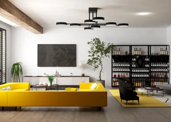 Living Room vine club Design Rendering