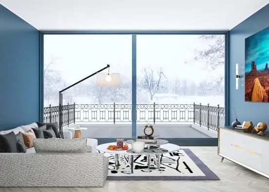 Lazy Living Room in Winter Design Rendering