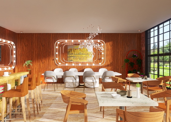 Autumn afternoon in cafe Design Rendering
