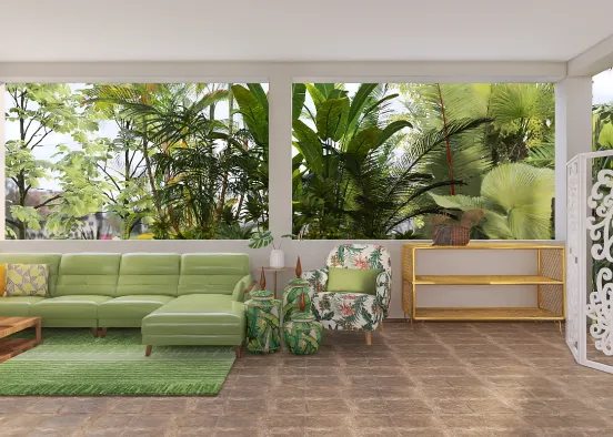 Tropic outdoors living room Design Rendering